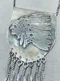 Huge Chief Vintage Native American Navajo Sterling Silver Feather Necklace Wow!!-Nativo Arts