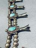 267 Grams!! Vintage Native American Navajo Turquoise Sterling Silver Squash Blossom Necklace-Nativo Arts