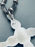 One Of The Biggest Vintage Native American Navajo Turquoise Sterling Silver Cross Necklace-Nativo Arts
