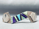 6 Inch Wrist Vintage Native American Navajo Inlay Sterling Silver Bracelet-Nativo Arts