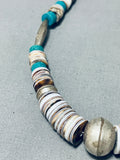 Native American Fabulous Vintage Santo Domingo Turquoise Shell Sterling Silver Necklace-Nativo Arts