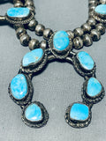 Great Price! Vintage Native American Navajo Turquoise Sterling Silver Squahs Blossom Necklace-Nativo Arts