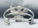 Huge Vintage Native American Navajo Turquoise Bird Sterling Silver Inlay Bracelet
