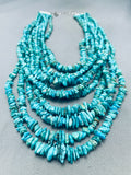 Grand Vintage Native American Navajo Turquoise Graduating Strand Sterling Silver Necklace-Nativo Arts