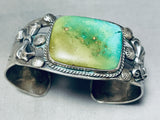 Early Sturdy Vintage Native American Navajo Squared Royston Turquoise Sterling Silver Bracelet-Nativo Arts