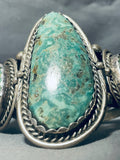 Towering Vintage Native American Navajo Green Turquoise Sterling Silver Bracelet Cuff-Nativo Arts