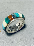 Very Important Wes Willie Vintage Native American Navajo Inlay Turquoise Sterling Silver Ring-Nativo Arts
