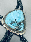 Sensational Vintage Native American Navajo Blue Diamond Turquoise Sterling Silver Bolo Tie-Nativo Arts