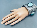 121 Grams Huge Native American Navajo Turquoise Sterling Silver Bracelet Cuff-Nativo Arts