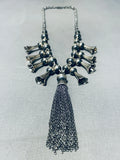 Tassel Necklace! So Unique Native American Navajo Sterling Silver Squash Blossom-Nativo Arts
