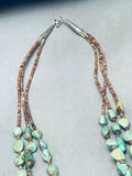 Dropdead Fab Vintage Native American Navajo Green Turquoise Sterling Silver Heishi Necklace-Nativo Arts