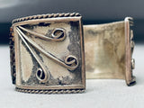 6.5 Inch Wrist Vintage Native American Navajo Hand Beaded Sterling Silver Bracelet Cuff-Nativo Arts
