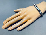 Native American Glamorous Vintage Zuni Jet Synthetic Opal Sterling Silver Bracelet-Nativo Arts
