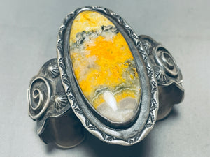 One Of The Best Ever Yellow Jasper Sterling Silver Vintage Native American Navajo Bracelet-Nativo Arts