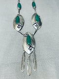 Benny James Vintage Navaj Malachite Sterling Silver Concho Necklace-Nativo Arts