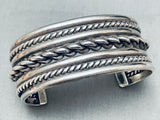 Coiled Sturdy Vintage Native American Navajo Sterling Silver Bracelet Cuff Old-Nativo Arts