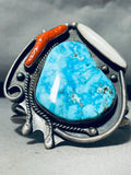 Very Rare Gilbert Turquoise Vintage Native American Navajo Huge Sterling Silver Bracelet-Nativo Arts