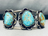 Old Deposit #8 Turquoise!! Vintage Native American Navajo Sterling Silver Bracelet-Nativo Arts