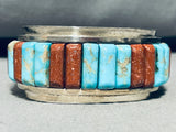 Best 6 Inch Wrist Vintage Sandostone Turquoise Sterling Silver Bracelet-Nativo Arts