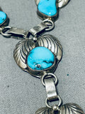 Blue Wind Turquoise!!! Vintage Native American Navajo Sterling Silver Fan Necklace-Nativo Arts