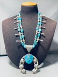 Superior Native American Navajo Signed Blue Diamond Turquoise Sterling Silver Squash-Nativo Arts