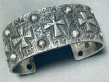 Unforgettable Native American Navajo Sterling Silver Cross Bracelet Signed Ronnie Willie-Nativo Arts
