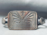 Detailed Vintage Native American Navajo Maze And Button Sterling Silver Bracelet Cuff-Nativo Arts