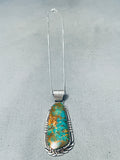 Chunky Royston Turquoise Vintage Native American Navajo Sterling Silver Necklace-Nativo Arts