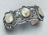 Gorgeous Vintage Native American Navajo Sterling Silver Abalone Bracelet Cuff Old-Nativo Arts