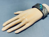 Native American One Of The Most Unique Vintage Navajo Turquoise Inlay Sterling Silver Bracelet-Nativo Arts