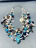 One Of The Most Fabulous Vintage Native American Navajo Turquoise Sterling Silver Necklace-Nativo Arts