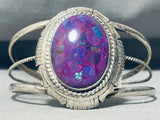 Domed Purple Sugilite Vintage Native American Navajo Sterling Silver Bracelet-Nativo Arts