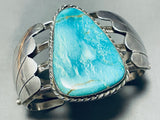 Gorgeous Vintage Native American Navajo Old Kingman Turquoise Sterling Silver Bracelet-Nativo Arts