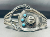 Gasp! Cowboy Hat And Lasso Native American Navajo Turquoise Sterling Silver Bracelet-Nativo Arts