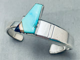 Contemporist Vintage Native American Navajo Turquoise Inlay Sterling Silver Bracelet-Nativo Arts