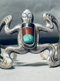 Tortoise Inlay Turquoise Vintage Native American Navajo Sterling Silver Bracelet Cuff-Nativo Arts