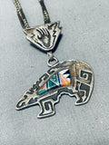 Gasp! Vintage Native American Navajo Turquoise Inlay Sterling Silver Necklace-Nativo Arts