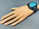 Old Deposit Carico Lake!!!! Vintage Native American Navajo Turquoise Sterling Silver Bracelet-Nativo Arts