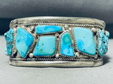 Rare Vintage Native American Navajo Morenci Old Kingman Turquoise Sterling Silver Bracelet-Nativo Arts