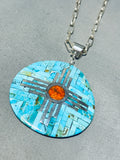 Native American Ambrosio Chavez Vintage Santo Domingo Turquoise Sterling Silver Necklace-Nativo Arts