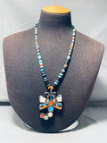 Native American Gasp! Santo Domingo Dragonfly Turquoise Inlay Sterling Silver Necklace-Nativo Arts