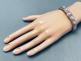 Stunning Vintage Native American Navajo Rhodochrosite Sterling Silver Rope Bracelet-Nativo Arts