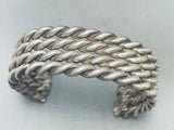 Heavy Thick Ropes Vintage Native American Navajo Sterlingn Silver Bracelet-Nativo Arts