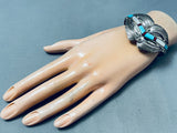 6 Inch Wrist Vintage Native American Navajo Turquoise Inlay Sterling Silver Bracelet-Nativo Arts