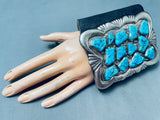 190 Grams Vintage Zuni Turquoise Sterling Silver Ketoh Bracelet-Nativo Arts