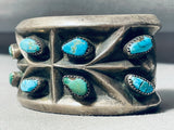 Heavy 107 Gram Vintage Native American Navajo Turquoise Sterling Silver Bracelet Cuff-Nativo Arts