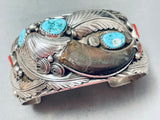 Powerful Bear Vitnage Native American Navajo Turquoise Sterling Silver Bracelet-Nativo Arts
