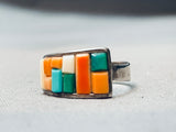 Rob Johnson Vintage Navajo Inlay Shell Turquoise Sterling Silver Ring-Nativo Arts