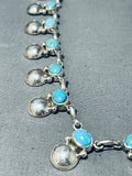 Brilliant Native American Navajo 23 Kingman Turquoise Sterling Silver Necklace-Nativo Arts