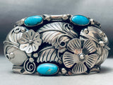 Huge Flower Southwestern Sterling Silver Turquoise Bracelet-Nativo Arts
